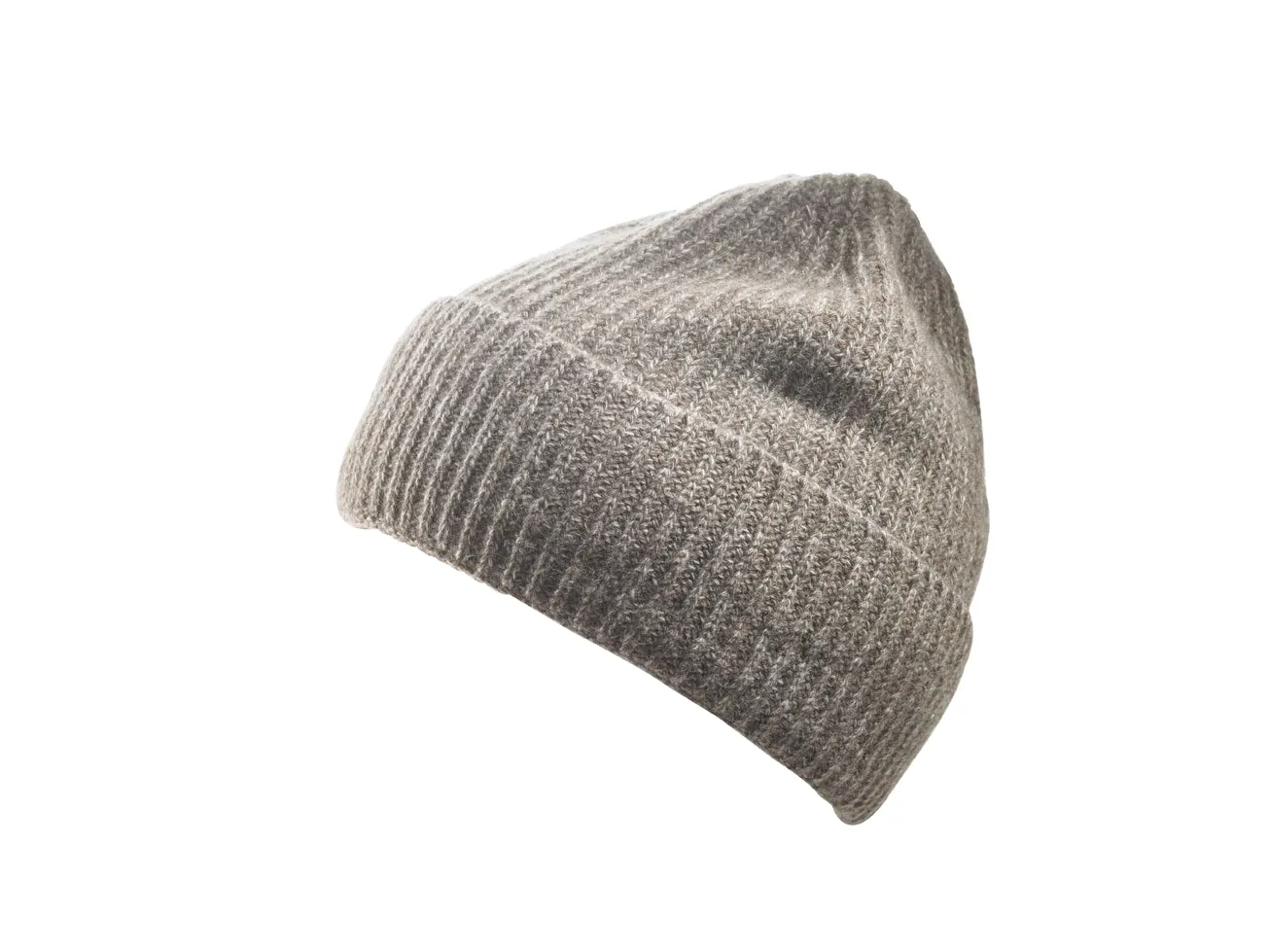 100% Soft Cashmere Cuffed Knit Ribbed Cap From Italy