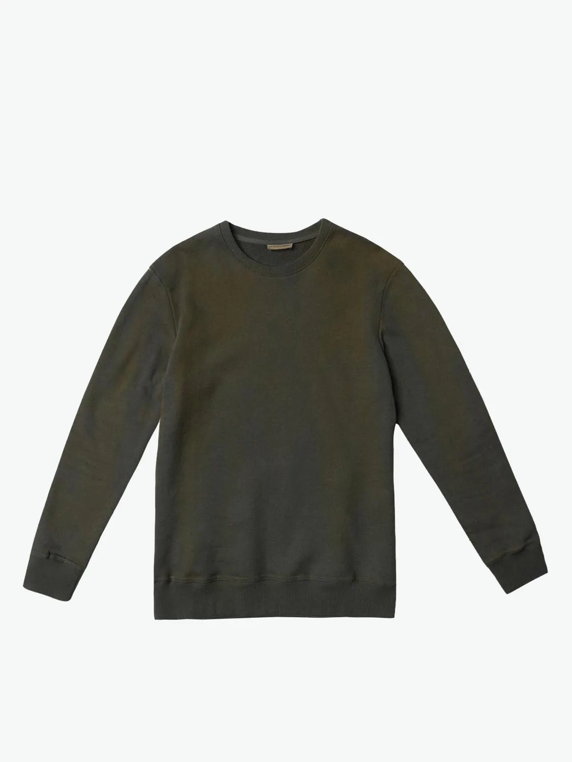 Acid Dye Organic Cotton Crew Neck Sweatshirt Light Khaki