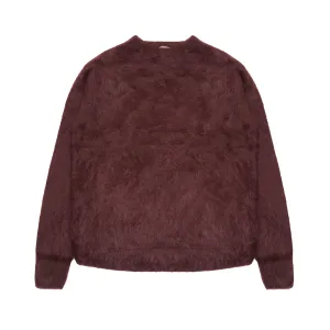 Aton Royal Cashmere Fur Crewneck Sweater in Burgundy