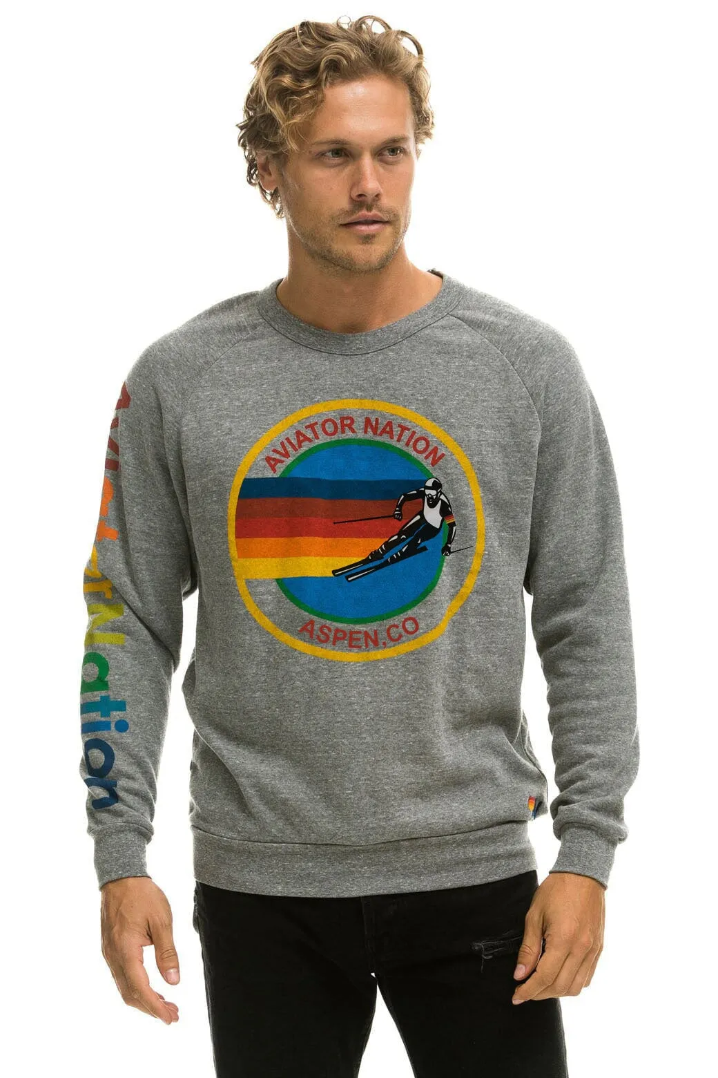 AVIATOR NATION SWEATSHIRT ASPEN - HEATHER GREY