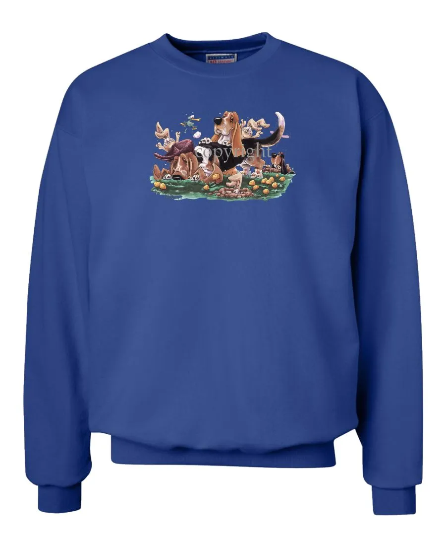 Basset Hound - Group With Rabbits - Caricature - Sweatshirt