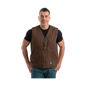 Berne Men's Heartland Sherpa-Lined Washed Duck V-Neck Vest - Bark