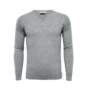 Cashmere V Neck Sweater Silver Grey