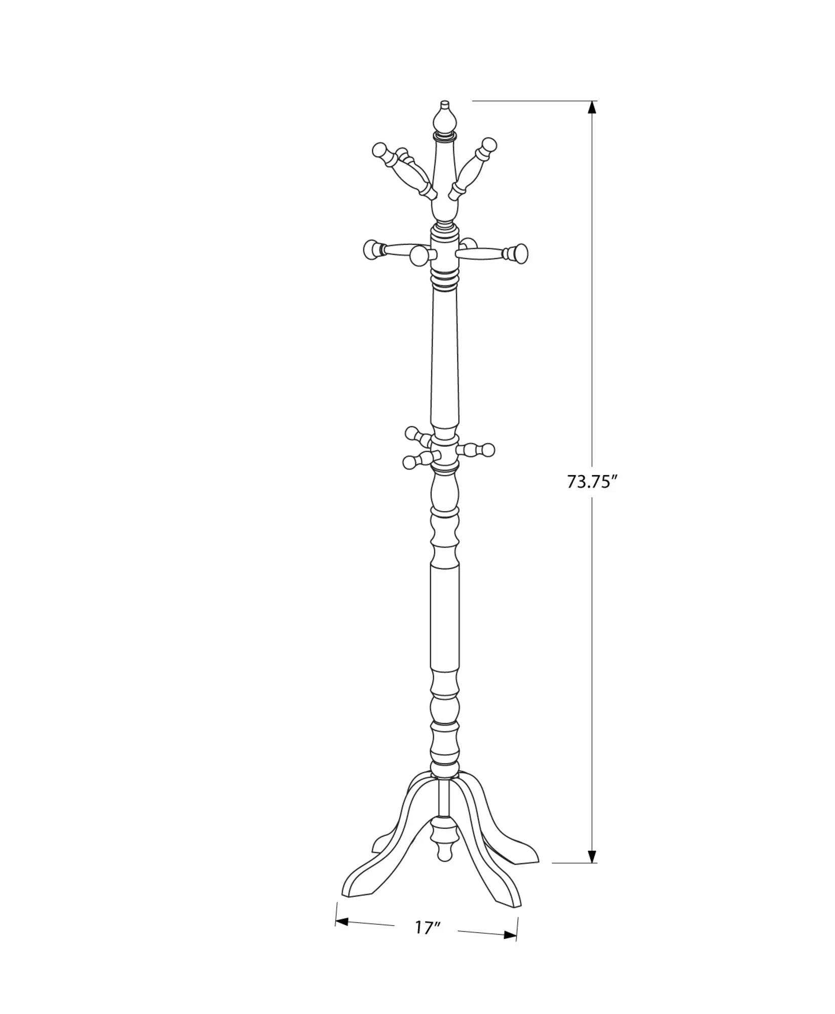 Coat Rack, Hall Tree, Free Standing, 11 Hooks, Entryway, 73"h, Bedroom, White Wood, Transitional