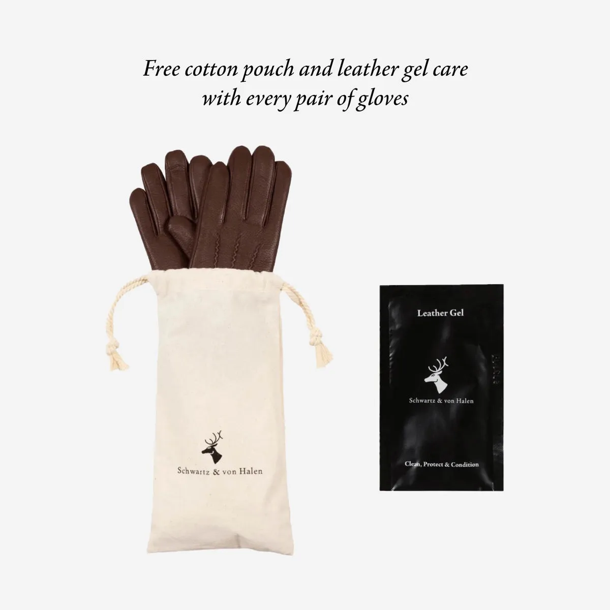 Jaxon (black) - goatskin leather gloves with luxurious faux fur lining & touchscreen feature