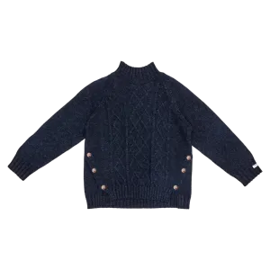 Jos Merino Wool Sweater | Blue Marine Melange