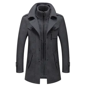 Men's Classic Thicken Double-Layer Collar Wool Coat