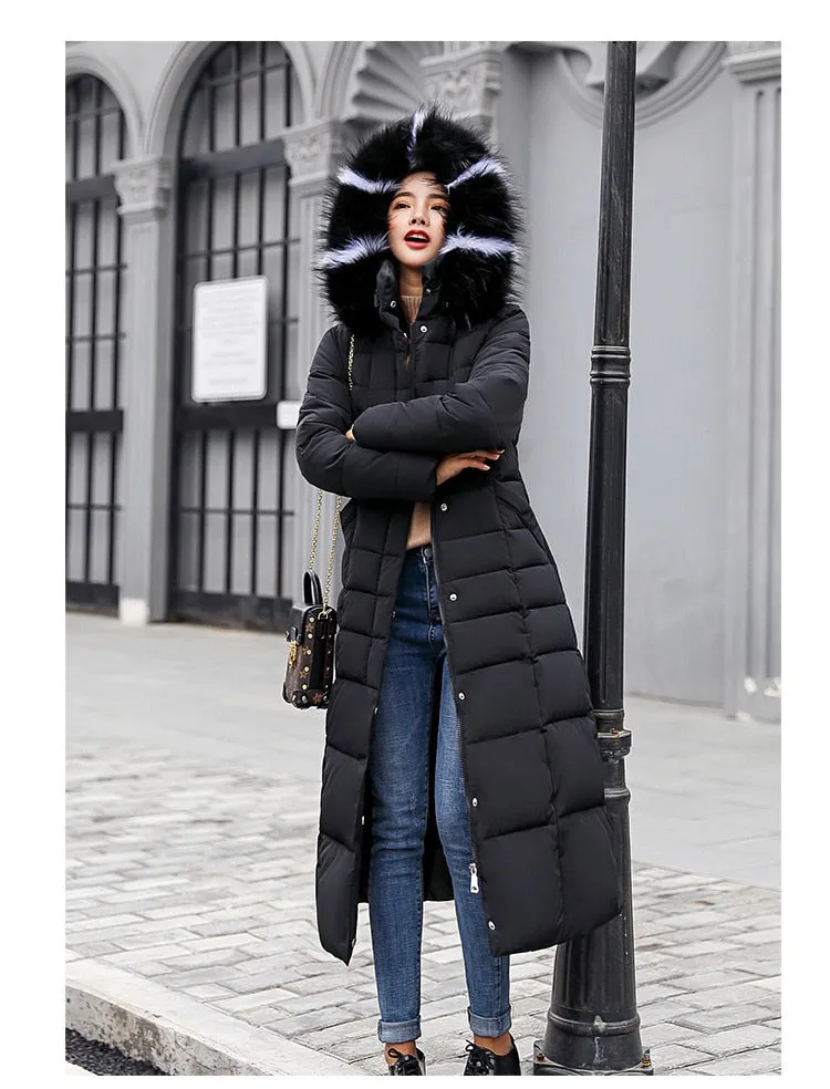 New Arrival Parkas Fashion Coats Women Winter Sweater Fur Collar Hood Warm Cotton Coat Women Clothes