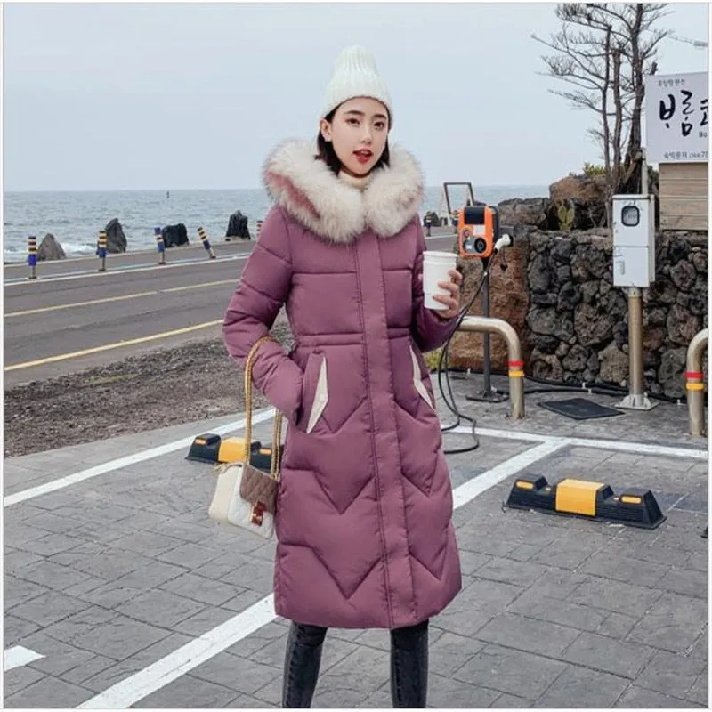 New Arrival Parkas Fashion Coats Women Winter Sweater Fur Collar Hood Warm Cotton Coat Women Clothes