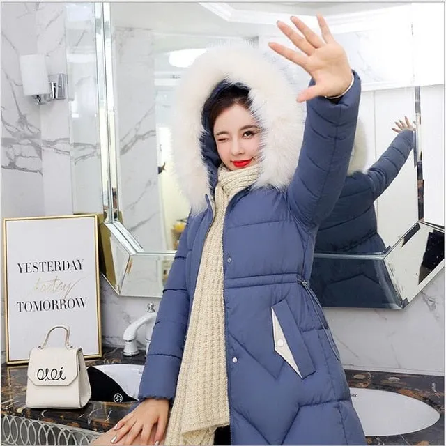 New Arrival Parkas Fashion Coats Women Winter Sweater Fur Collar Hood Warm Cotton Coat Women Clothes