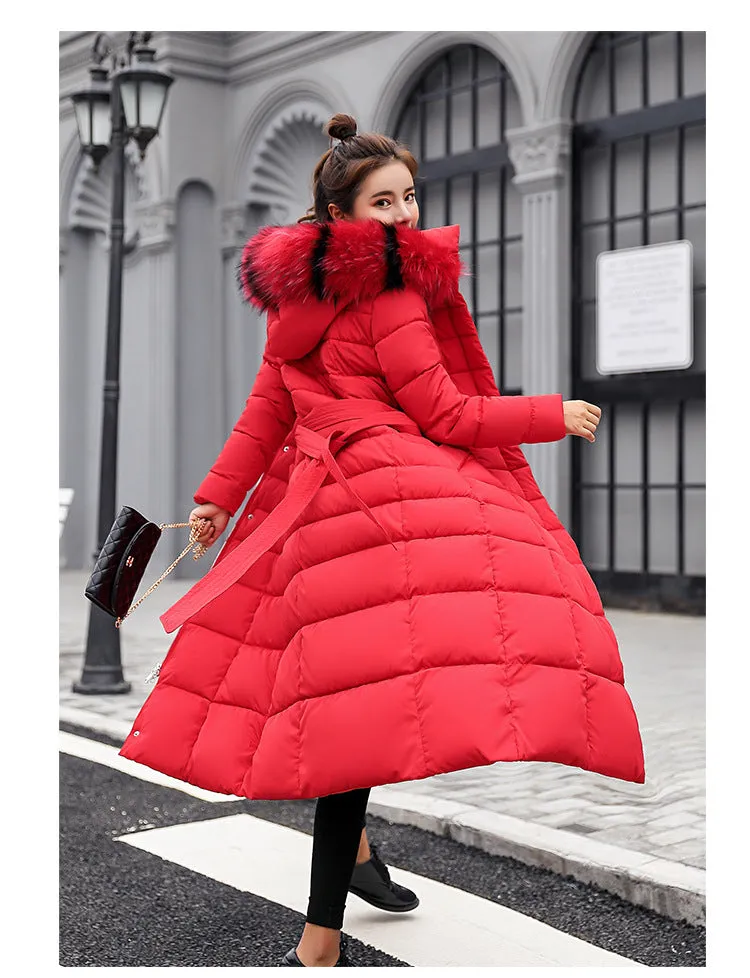 New Arrival Parkas Fashion Coats Women Winter Sweater Fur Collar Hood Warm Cotton Coat Women Clothes