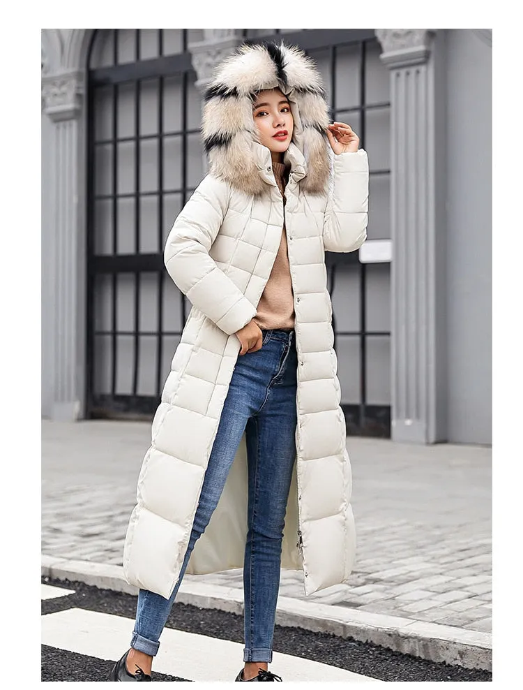 New Arrival Parkas Fashion Coats Women Winter Sweater Fur Collar Hood Warm Cotton Coat Women Clothes