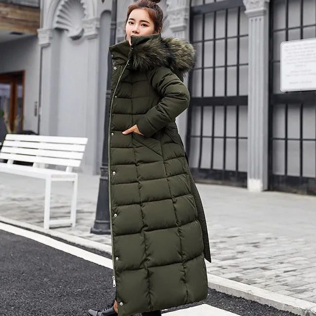 New Arrival Parkas Fashion Coats Women Winter Sweater Fur Collar Hood Warm Cotton Coat Women Clothes