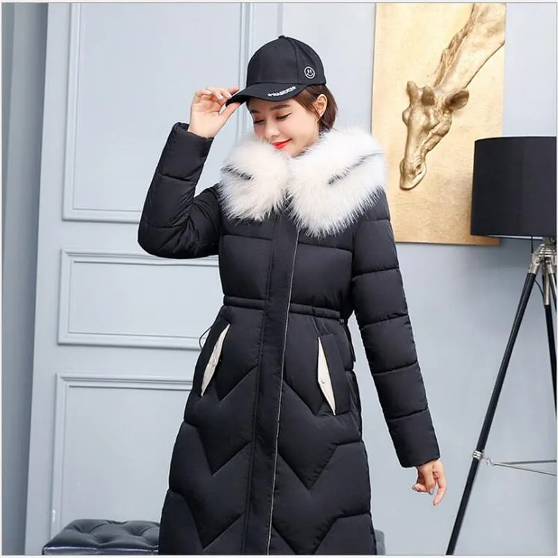 New Arrival Parkas Fashion Coats Women Winter Sweater Fur Collar Hood Warm Cotton Coat Women Clothes