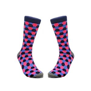 Pink, Blue and Black Hexagon Pattern Socks (Adult Large - Men's Shoe Sizes 8-12)