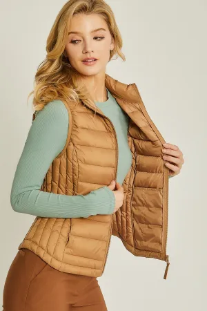 Ultra Light Puffer Vest - Camel