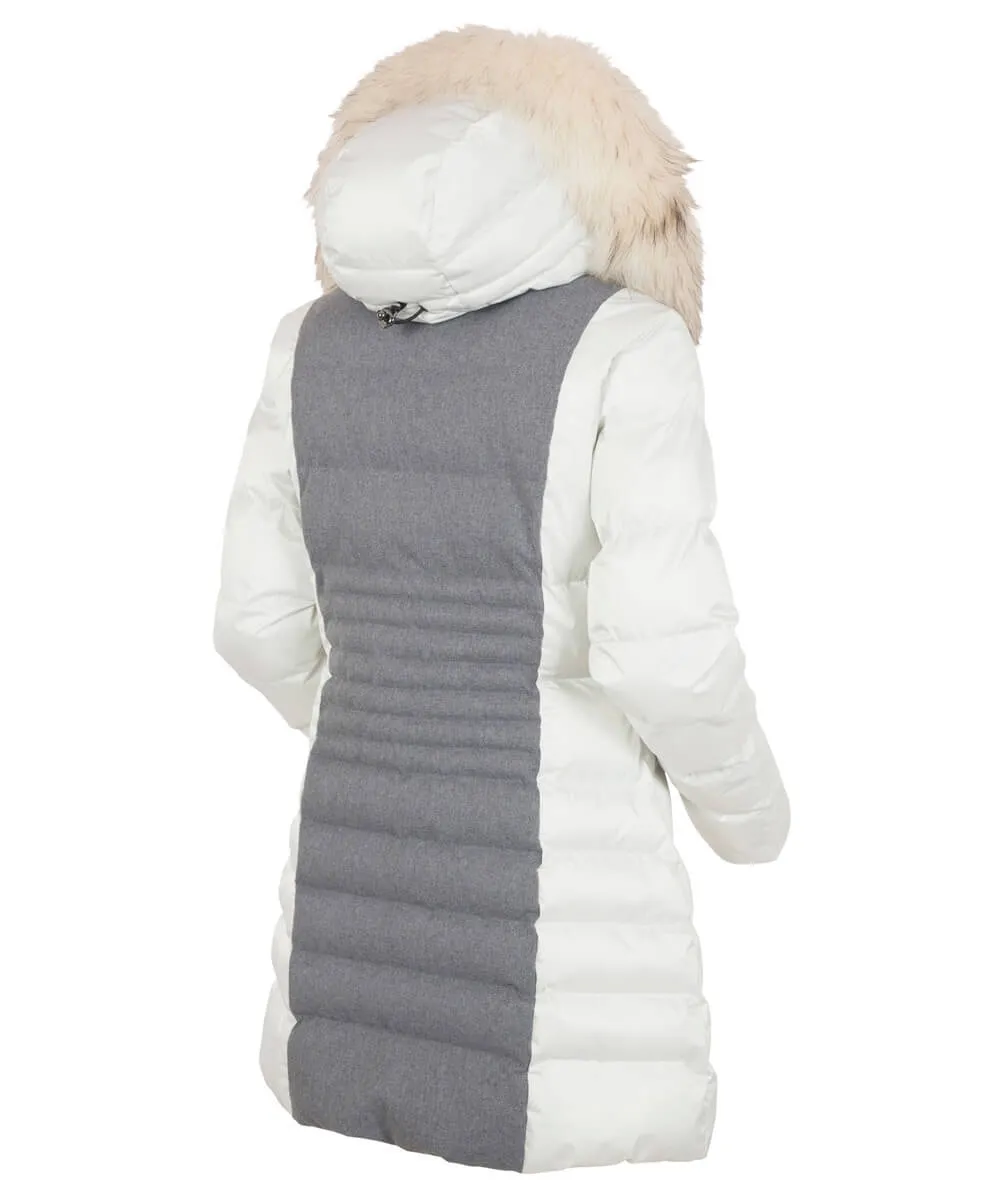 Women's Eva Waterproof Quilted 3/4 Coat With Removable Fur Ruff